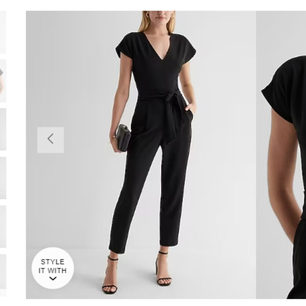 Express V-Neck Tie Waist Straight Leg Jumpsuit Sz XS